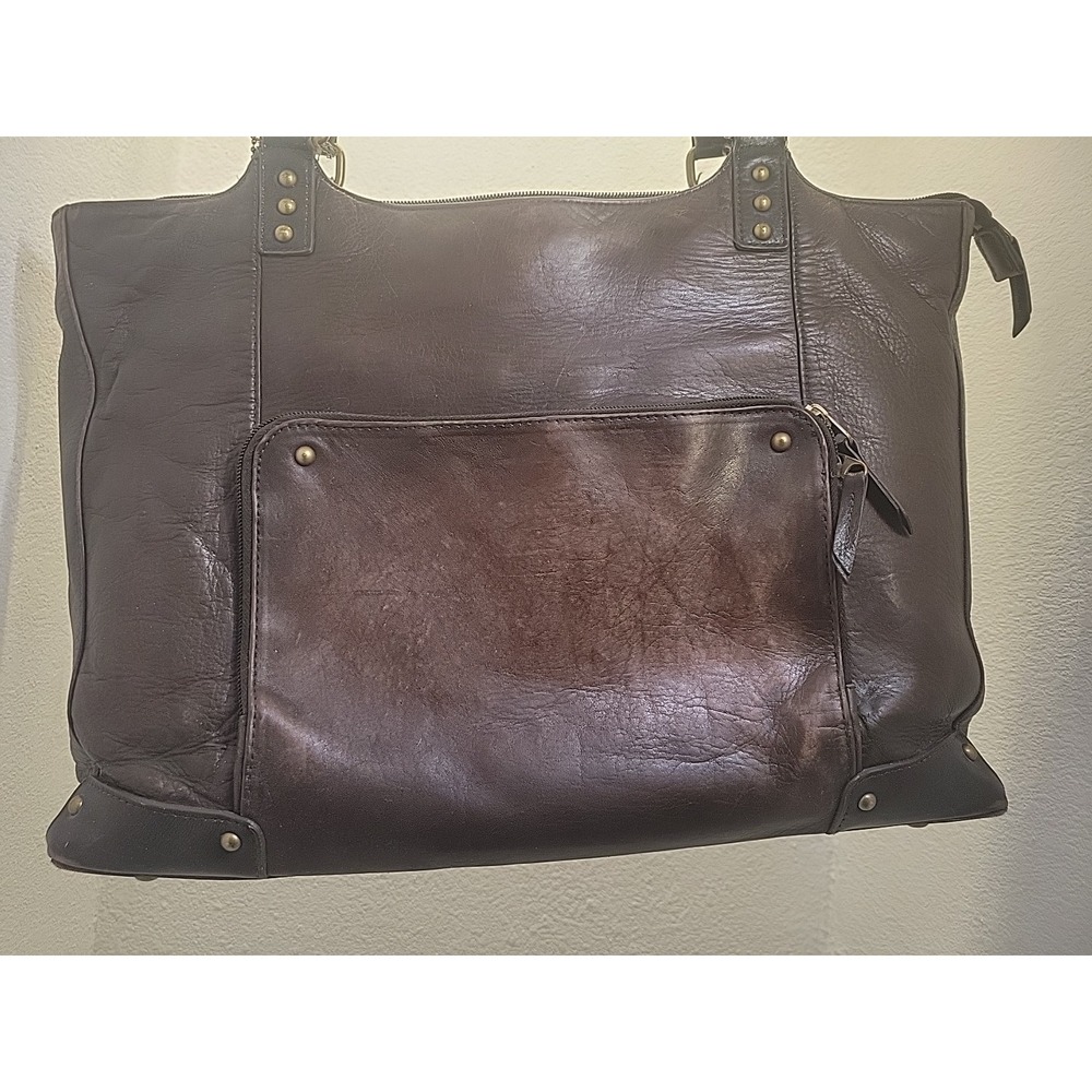 HP Hewlett Packard Brown Distressed Leather Tote Boho Laptop Bag Boho Work Purse